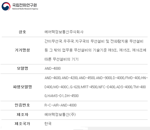 AND - 4000 【 에어텍 】 DMR, AIRTECH AND4000 